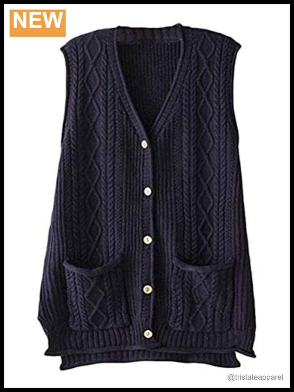 Cable Knit Sweater Vest Button Down Cardigan